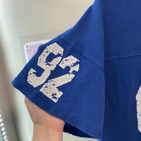 Free People We The Free Blue Hail Mary Jersey Tee Tunic Top - Picture 11 of 13